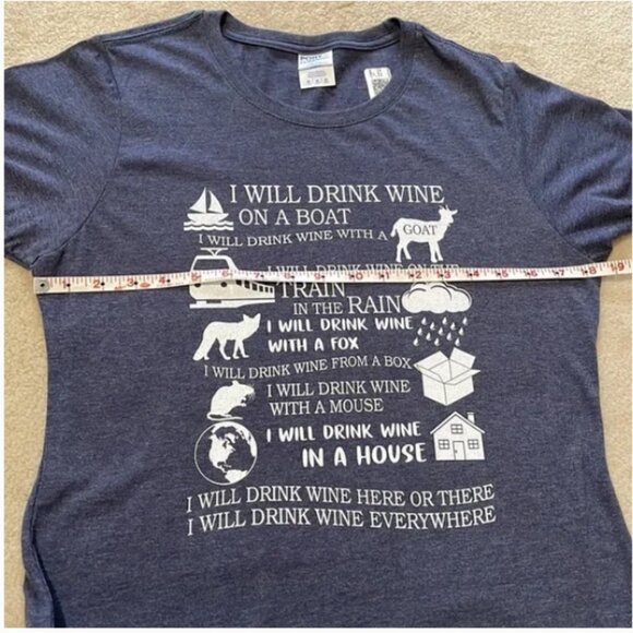 NWT I Will Drink Wine On Boat Funny Wine Lover T-Shirt Women Size Medium - Picture 6 of 9